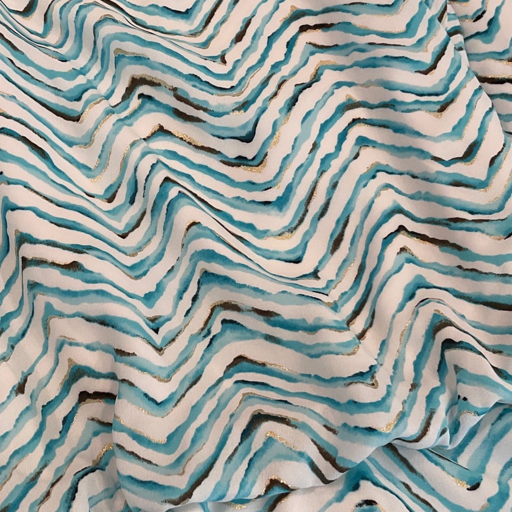 White House Black Market Aqua and White Chevron Mini Dress - Picture 7 of 7